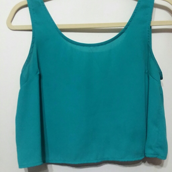 Blue Bow Back Crop Top - Picture 3 of 7